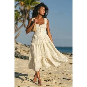 Lulus Antionette Cream Embroidered Sequin Button-front Midi Dress White - Size S